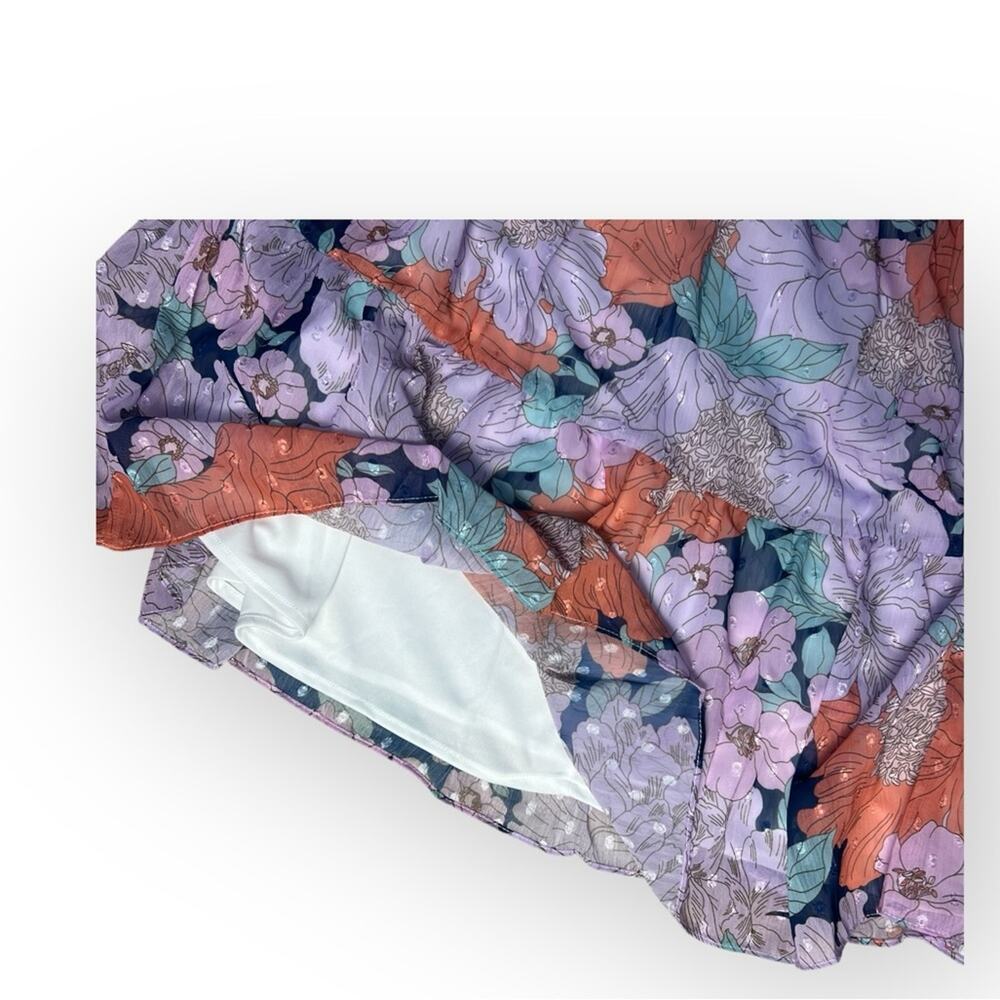 Piper + Scoot Finlinson Swiss Dot Floral Dress in Lilac + Navy Small - Picture 7 of 11